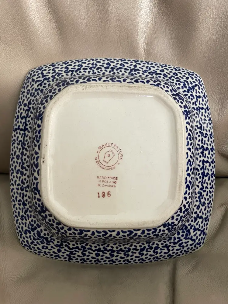 Boleslawiec Polish Pottery Square Serving Bowl 8”