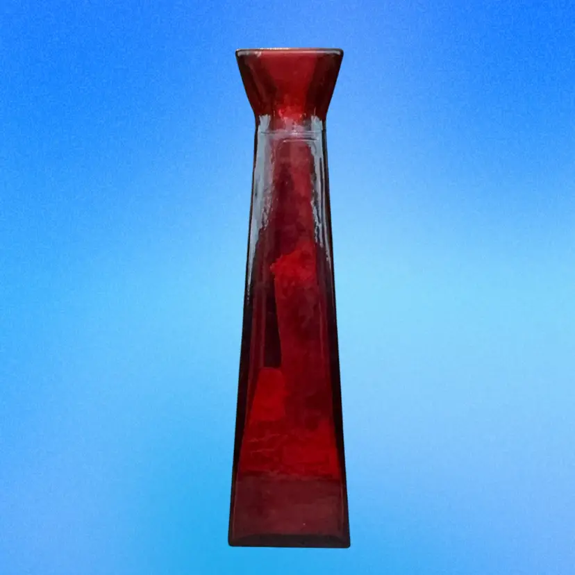 Red Vase Square Pyramid Statement Vase