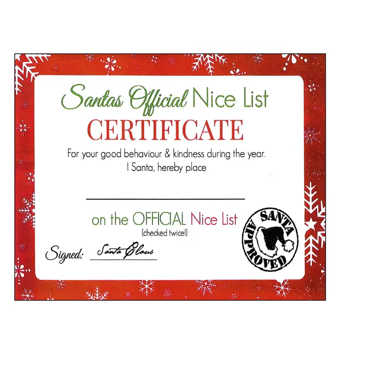 Personalized Santa letter and Certificate on the Nice List