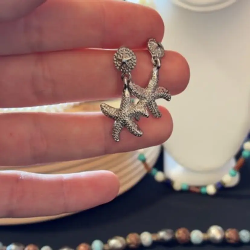 Silver Tone Starfish Post Earrings