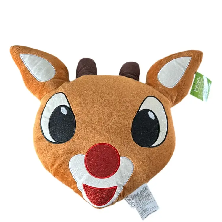 Rudolph “In Your Face” Christmas Holiday Pillow Plush 19” New