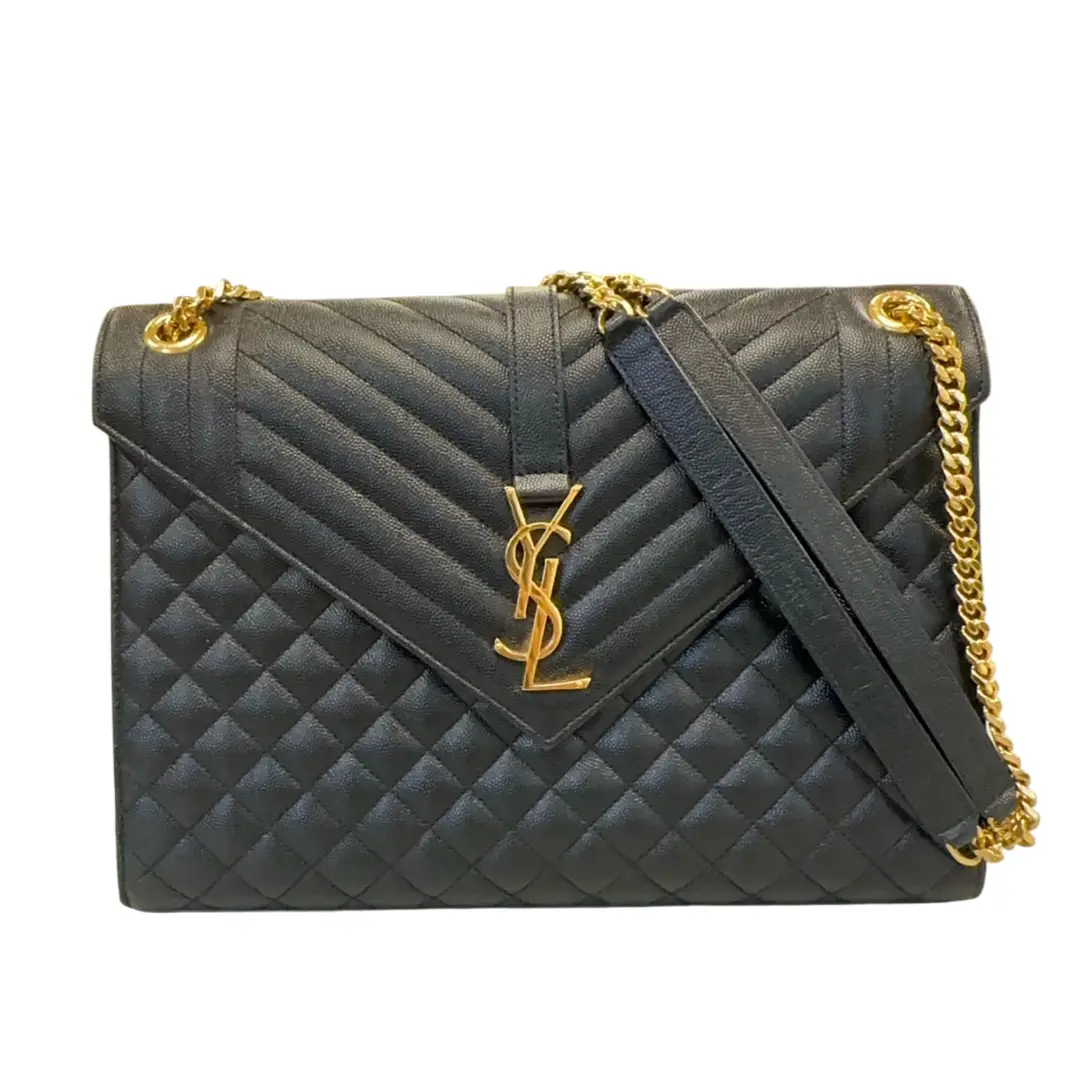 Saint Laurent Black Classic Large Monogram Envelope