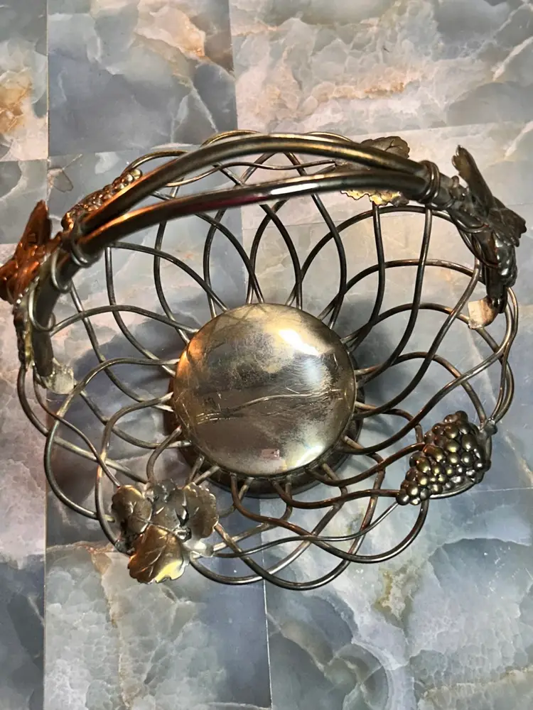 GODINGER Signed Silver-plate Wired Basket With Swing Handle