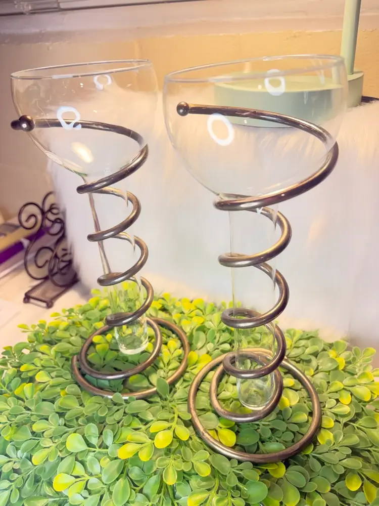 Pair Of Godinger Silver-Plated Spiral Frame Candle Holders Or Vases