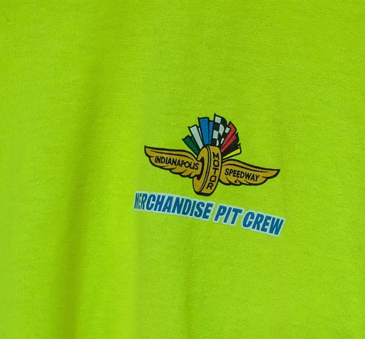 Indianapolis Motor Speedway 2xl tshirt Merchandise Pit Crew neon yellow tshir