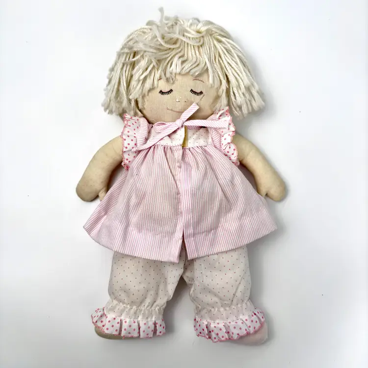 Vintage Cloth Doll By Pauline Sleep Awake 14" Double Sided Plush Toy