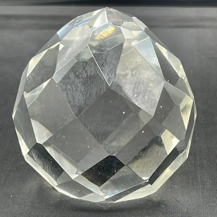 Multi-Faceted Clear Glass Lead Crystal Sphere Teardrop Prism Paperweight