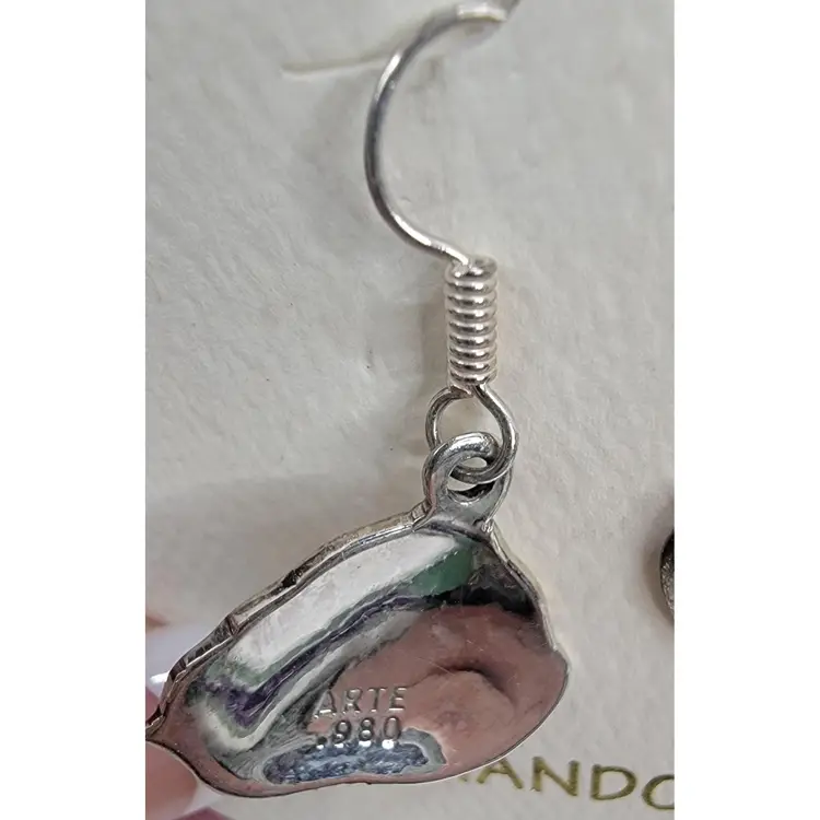 #41 Vintage Arte Enameled Sterling Earrings