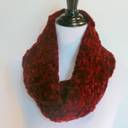 Handmade Crochet Soft Rusty Red Chenille Long Infinity Scarf 6" x 60"