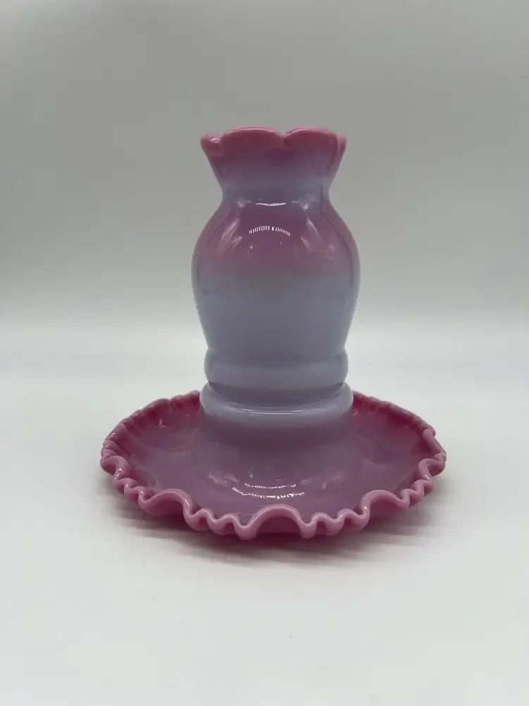 Vintage Fenton Pink Burmese Glossy Fairy Lamp