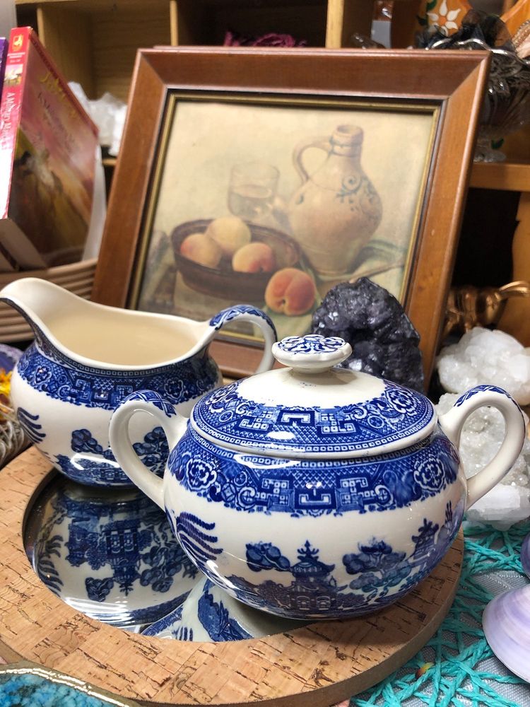 2 Blue And white Vintage set, No Chips, Some Wear 💙