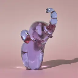 FM Konstglas Art Purple Lilac Glass Elephant Figurine Signed FM Ronneby 6"