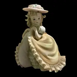 So Adorable Vintage Lefton China Bloomer Girl Aka Petticoat Girl. Bisque Porcelain Figurine. Model # KW 3880 Hand Painted . Generally This Figurine Was Manufactured In The 1950s / 1960s.
