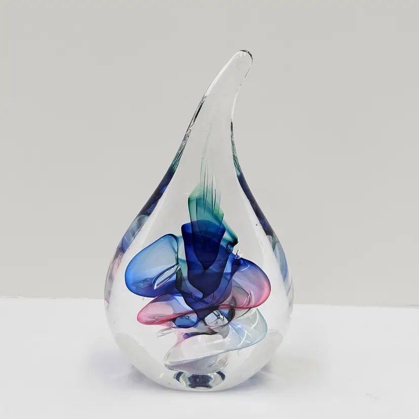 Jablonski Art Glass Paperweight Teardrop Abstract