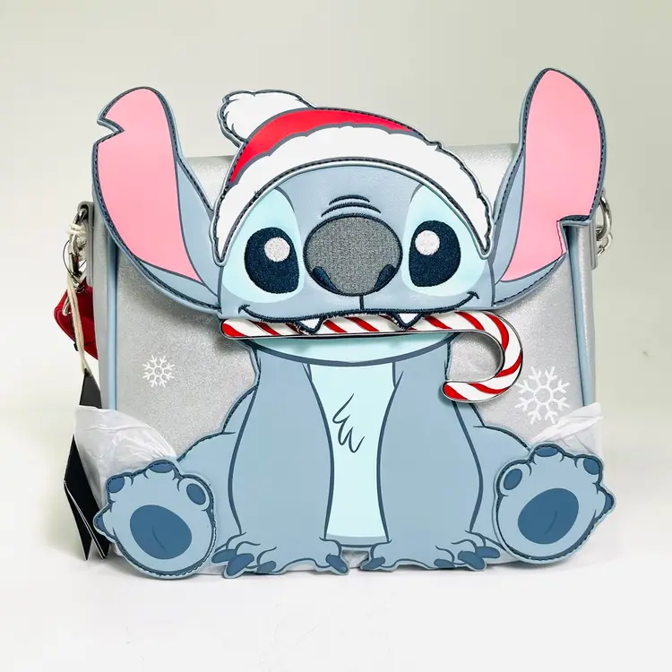 Loungefly Disney Lilo & Stitch Christmas Snowflake Glitter Crossbody Bag