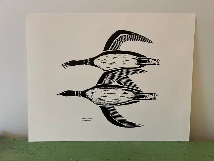 1970s Inuit Art Print - Birds- Juanisialuk - Vintage Eskimo La Fédération des Coopératives du Nouveau Quebec