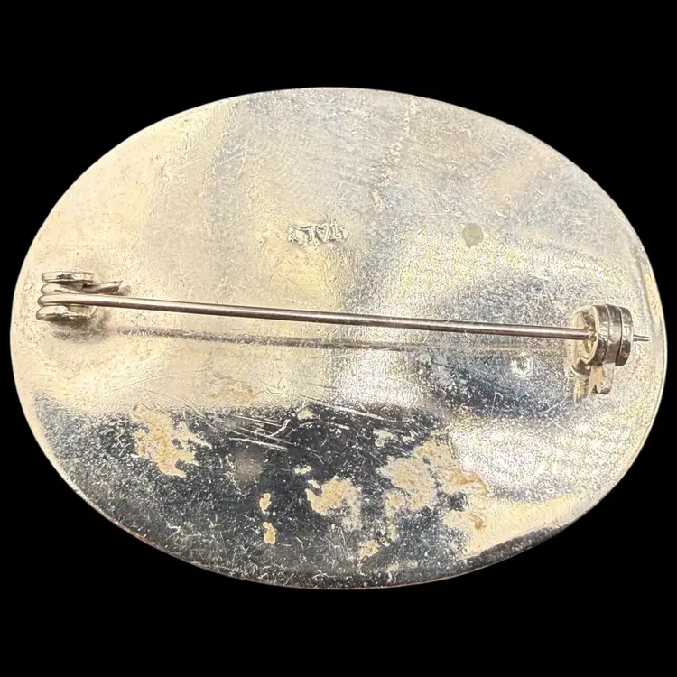 Micro Mosaic Floral Clam Broth Brooch 2”