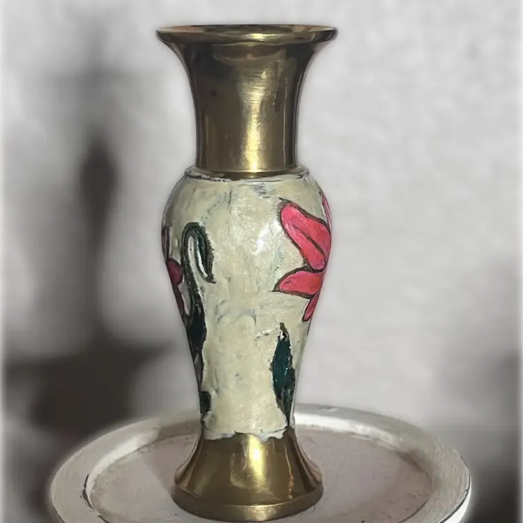 4” Enamel Brass Vase