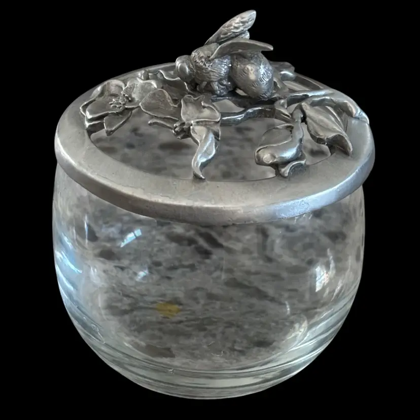 Glass And Pewter Trinket Box