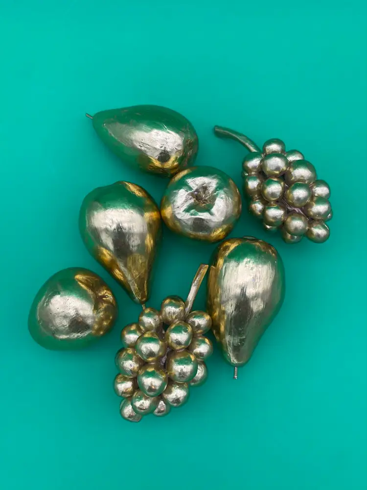 Williams-Sonoma Golden Wooded 7-Piece Decorative Fruit Bowl Filler Decor