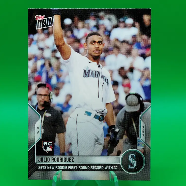Julio Rodriguez RC 2022 Topps NOW #568 7.18 Sets New Rookie First-Round Record With 32 Seattle Mariners