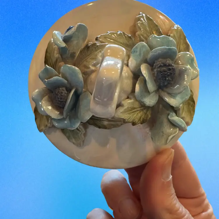 Blue Floral Trinket Dish With Lid