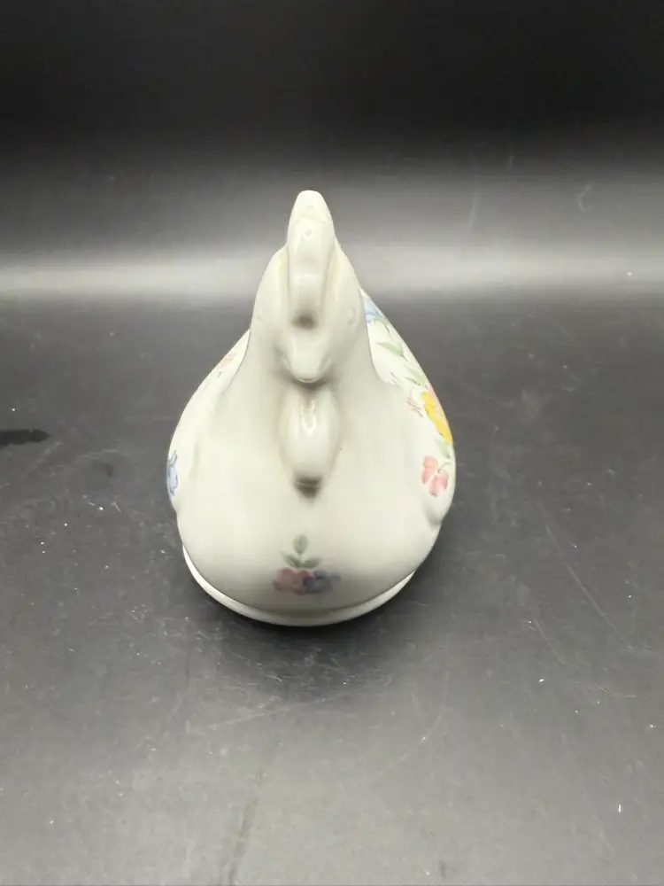 Vintage Porcelain Hand-Painted floral Chicken Trinket Box