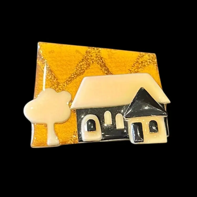 Lucinda House Pin Brooch Gold w/ Black | 2”