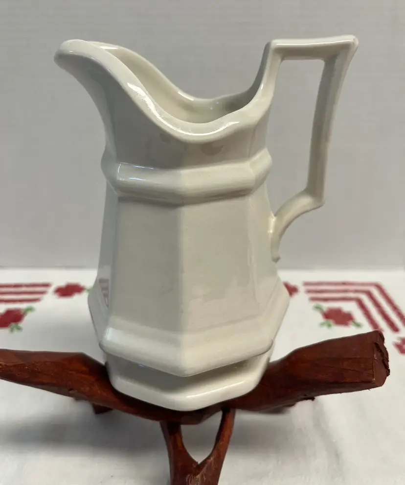 Henry Ford Museum Collection White Ironstone Small Pitcher / Creamer , Iroquois China USA