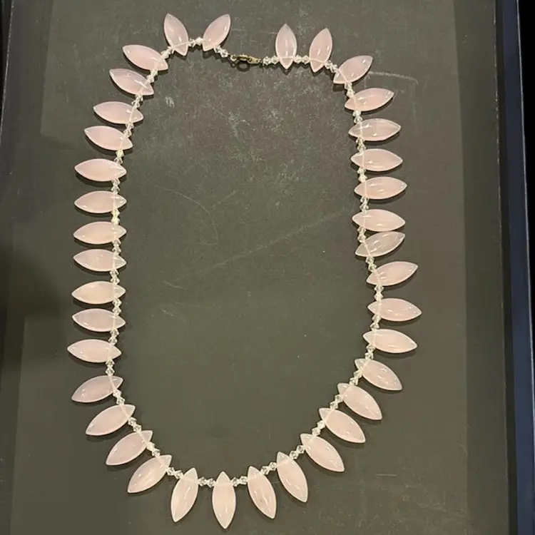 Pink Marquis Glass Teardrop Stone Necklace