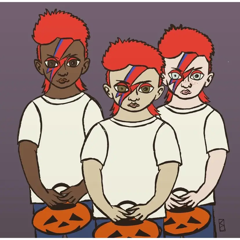 MADE BY ME: 8x8 Archival Print Of My Digital Artwork - “Bowie Trick Or treat” David Bowie Fans. Halloween Or Every Day Wall Art. Great For Gallery Wall. Created On My iPad Using Procreate