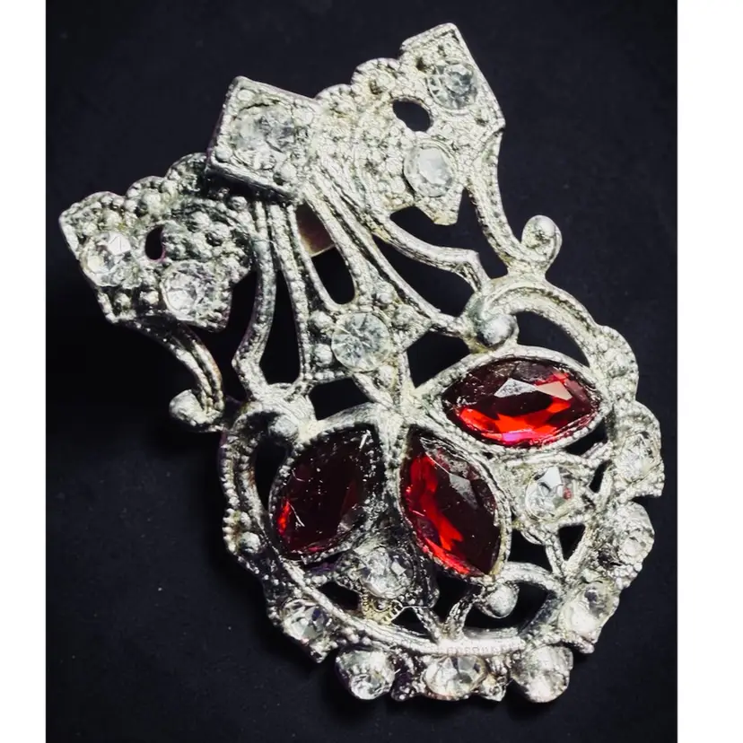 Antique Art Deco Pot Metal Dressy Dress Clip - 1.25” x 3/4”