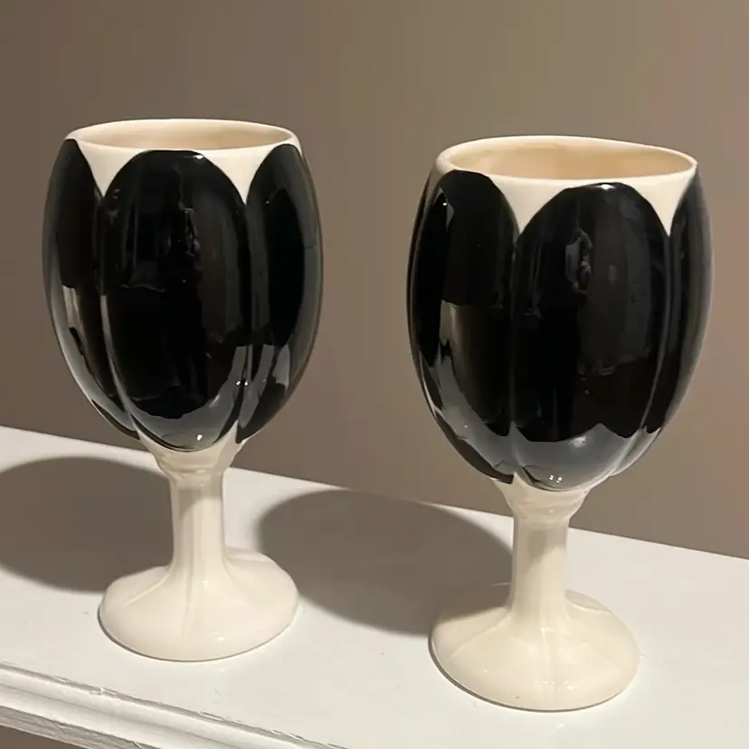 (2) Amazing set of two Handmade Art Deco Style chalices Great For Halloween 🎃