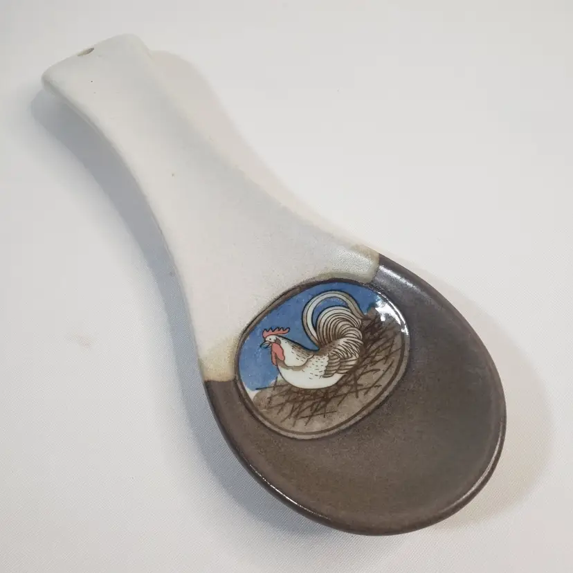 Vintage Otagiri Stone Ceramic Chicken Hen Farmhouse Barn Spoon Rest