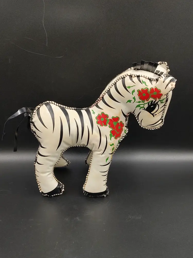 Vtg Vinyl Carnival Prize Stuffed Zebra