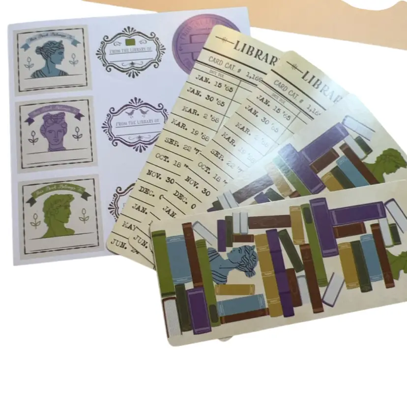 Set Of Book Plate Stickers And Bookmarks Cute Vintage Inspired