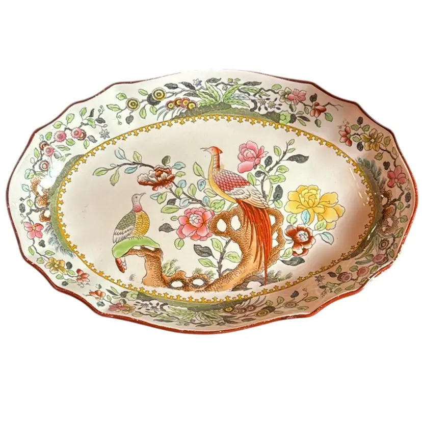 1909 Copeland Spode Asiatic Pheasant Pattern for Waring & Gillow Oval Serving Plate P/N 2/5660/21