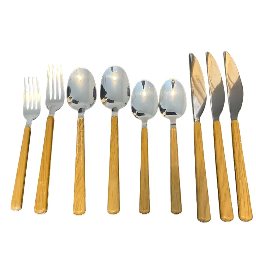 9 Piece Stainless Steel Vintage Lucite Knives Forks Spoons