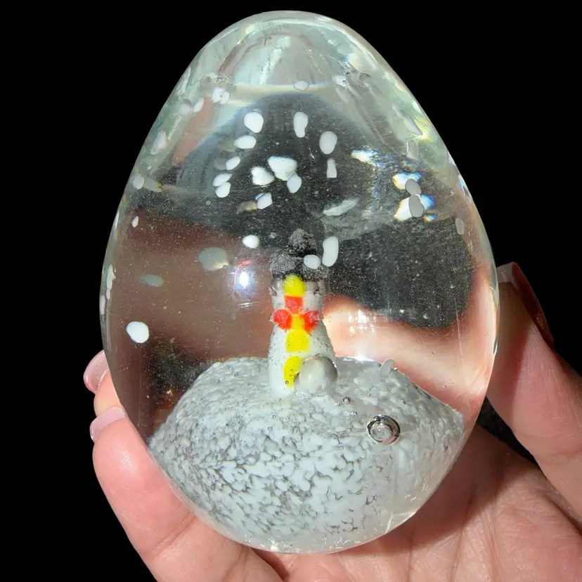 Vintage glass snowman paperweight