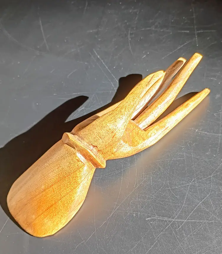 Hand carved Buddha Mudra Hand Bali Indonesian Wood Rings card Holder