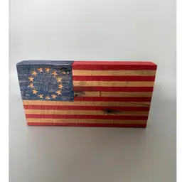 Handmade Wooden Betsy Ross American Flag Americana Reclaimed Wood Unique Small Desk Flag Wall Decor