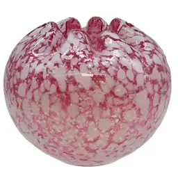 Antique Victorian Cranberry/Pink Mica Speckle/Spangle Glass Rosebowl