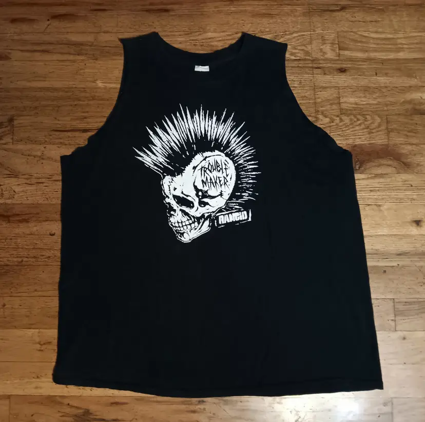 Rancid Trouble maker t-shirt tank top Skull Mohawk concert punk rock thrash DIY