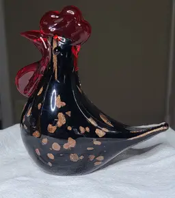 Black Art Glass Rooster / Chicken