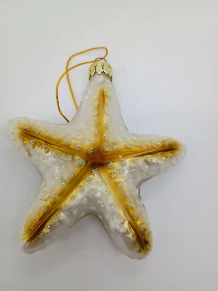 Hand Blown Mercury Glass Starfish Christmas Ornament Beach Nautical.