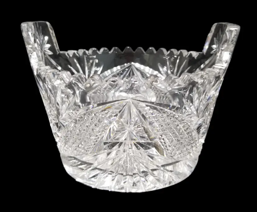 Antique American Brilliant Period Cut Glass Pinwheel Ice Tub Bucket