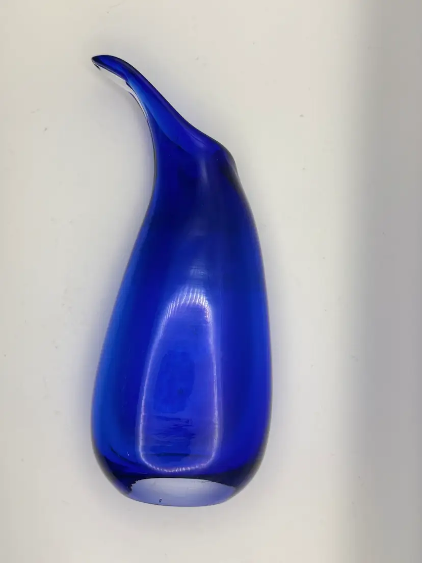 Cobalt Art Glass Teardrop Vase 9”
