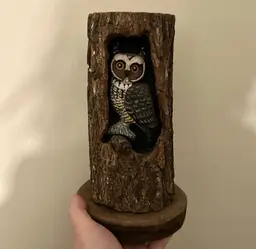 Hand Carved Hand Painted Wood Owl Home Decor