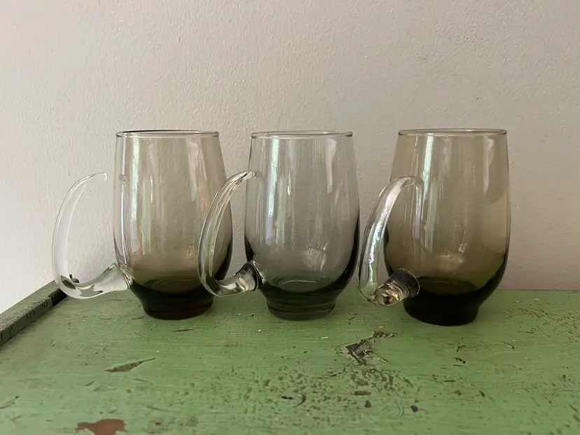 Vintage Libbey TEMPO Glass Clear Open D Handle Beer Mug 1960's Tankard 16 oz 2 Colors 16oz Mid-Century Modern Glassware