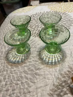 Anchor Hocking Block Optic Uranium Conical Sherbet Cups